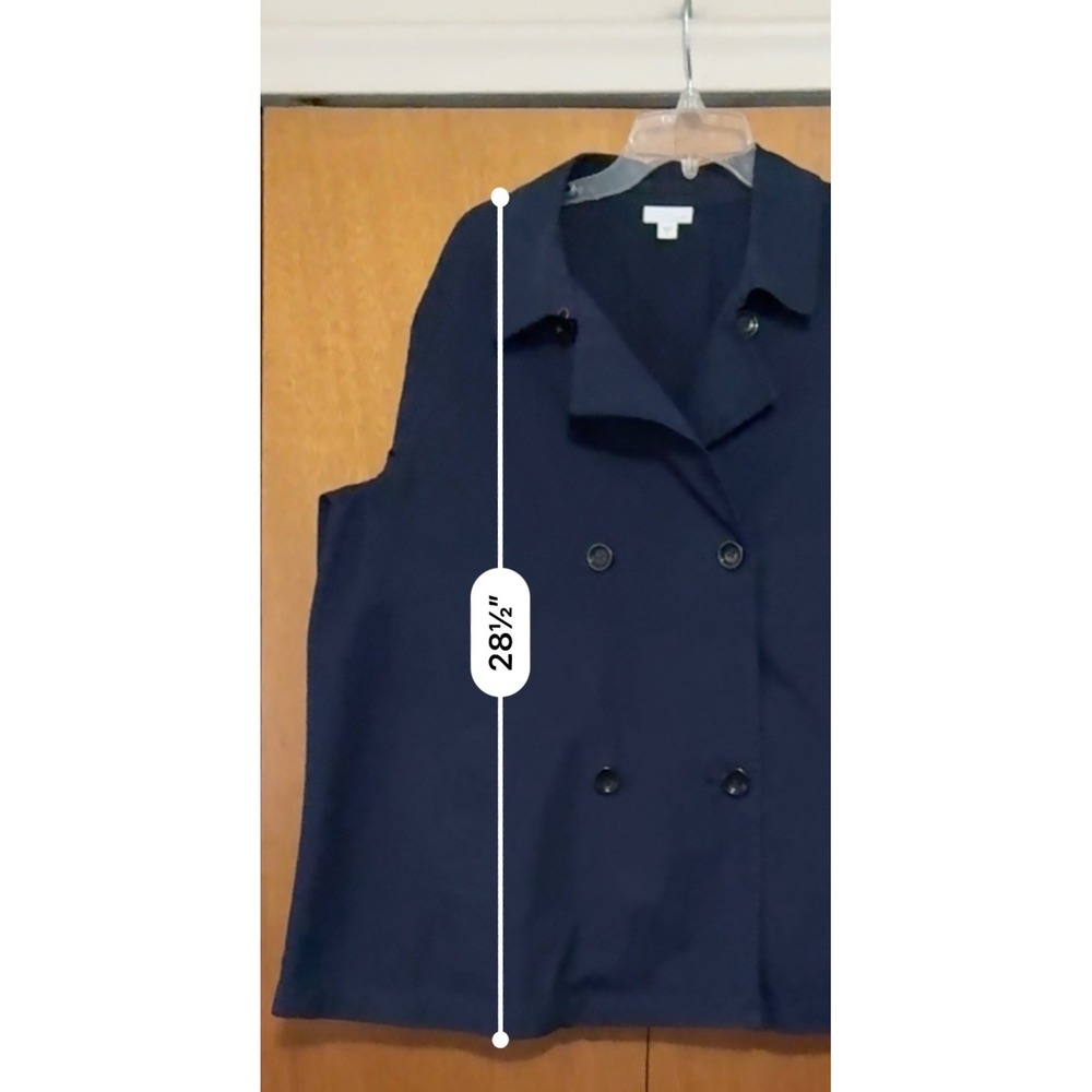 J Jill Women XL Navy Blue‎ Double Breasted Utility Jacket Cotton Lightweight - Picture 9 of 12